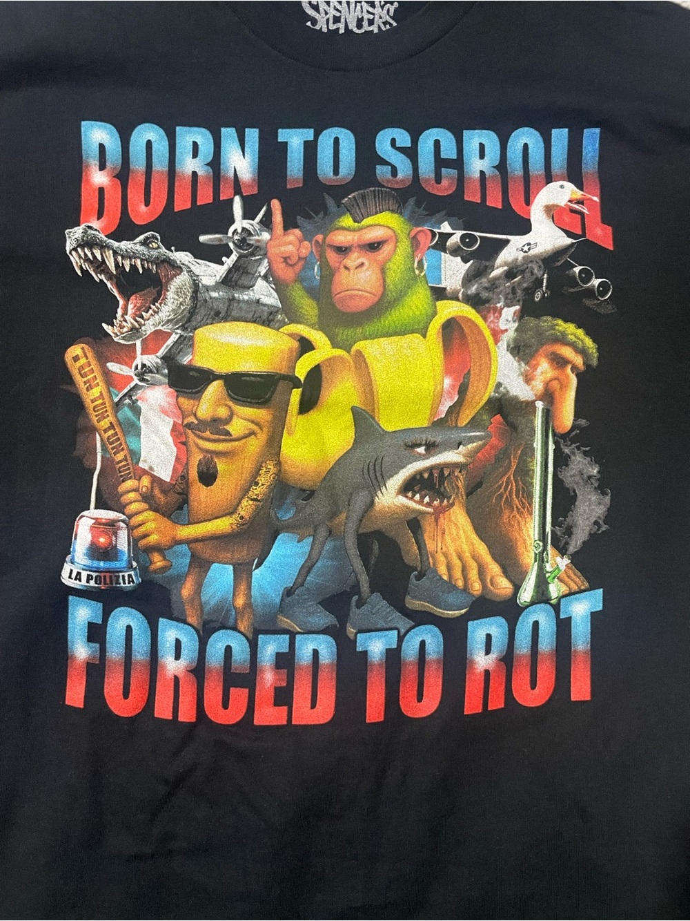Men’s Black Graphic 'Born to Scroll Forced to Rot' Tee